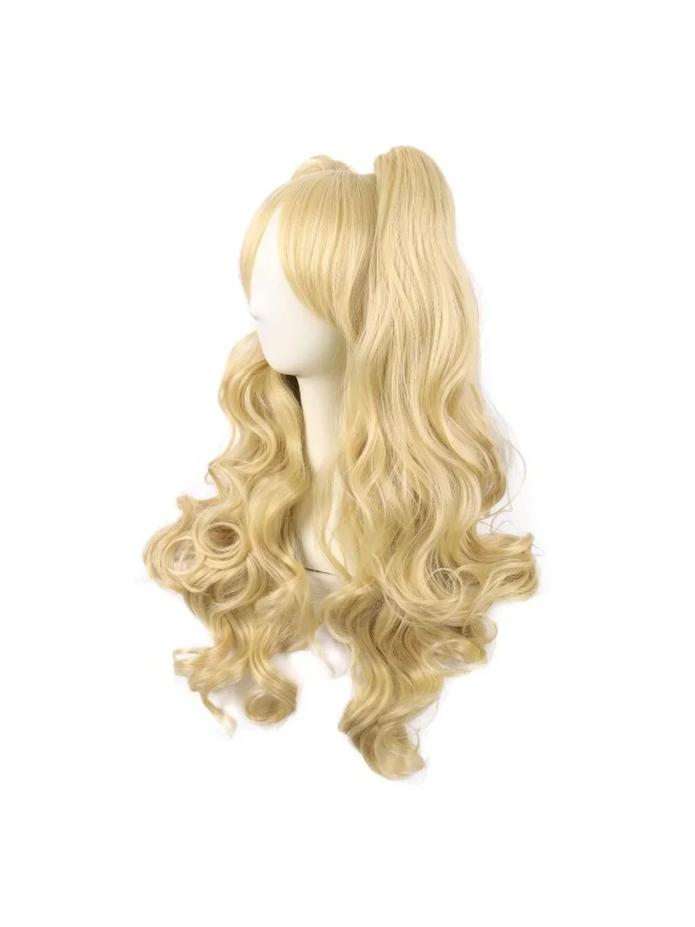 Women's Mixed Golden 28 Inch Lolita Long Curly 2 Ponytails Clip On Cosplay Wigs